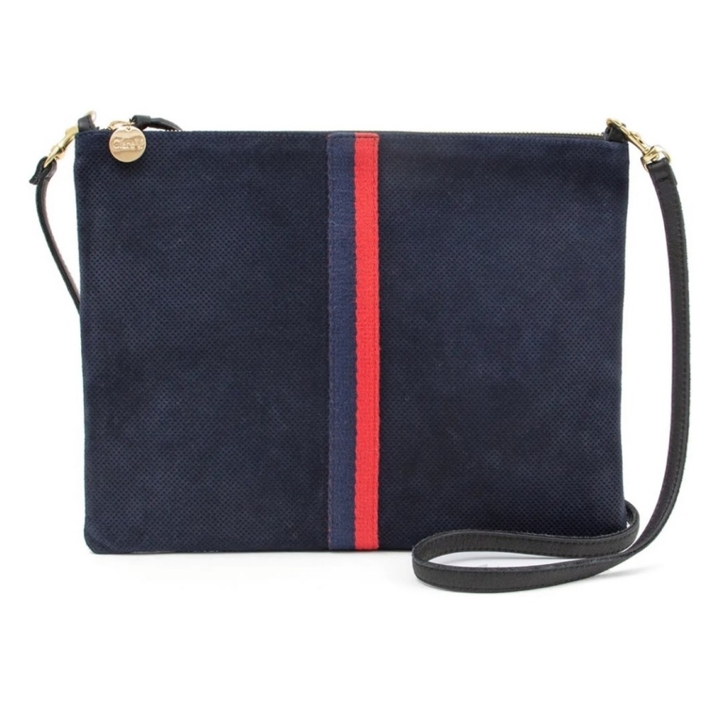 Clare V Blue Textured Pouch with Gold Accents